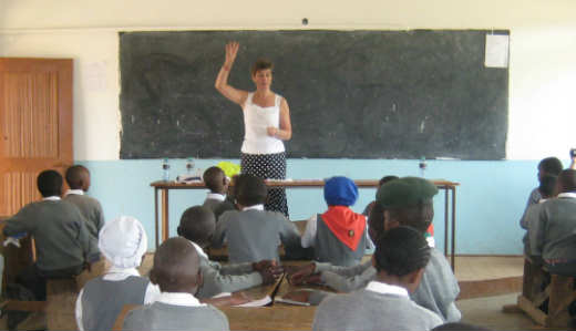 Alison Hooper teaching year 6 at Egerton school Kenya