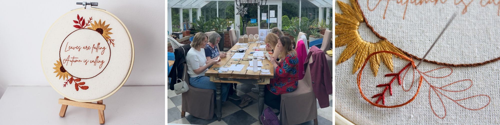 Autumn Wreath Embroidery Collage