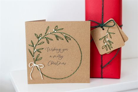 Hand Embroidery Xmas Card