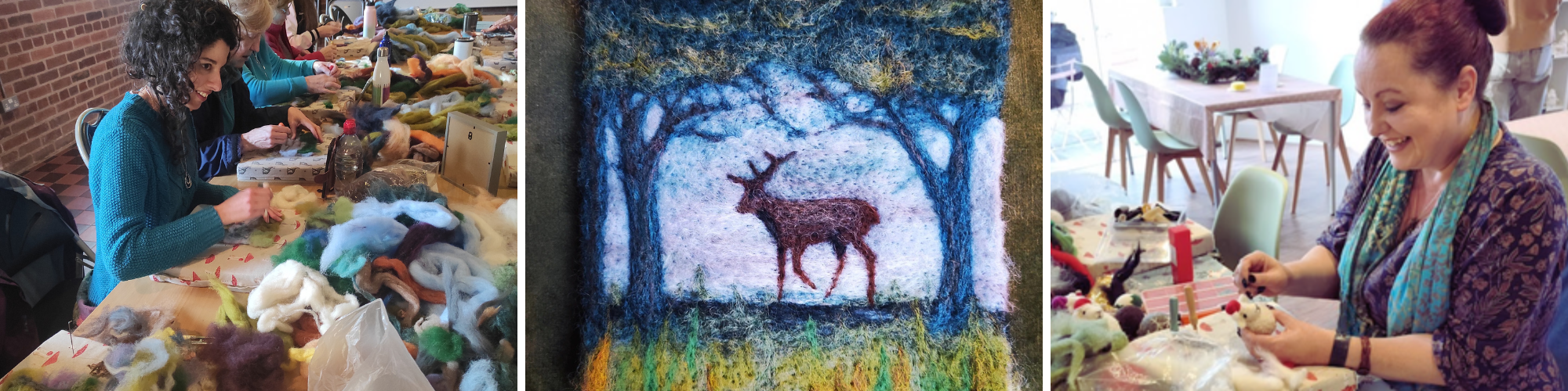 Needlefelting deer collage