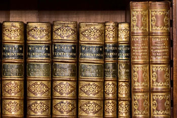 Bound books in the library